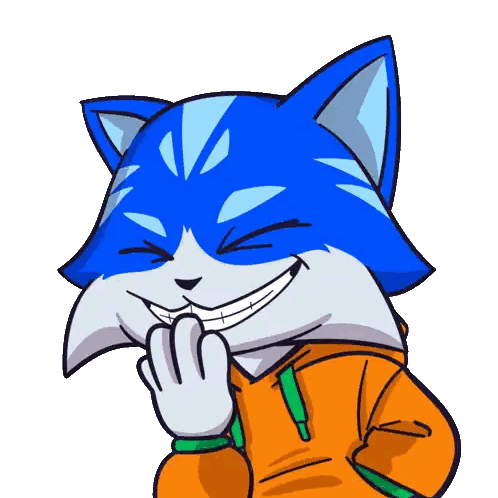 Blue Cat Wearing Orange Jacket Sticker