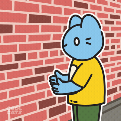 Blue Cat With Cool Cats On Brick Wall GIF