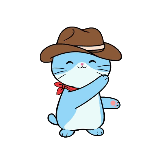 Blue Cat With Cowboy Hat And Red Scarf Sticker