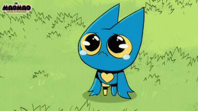 Blue Cat With Heart Saying Mao Mao GIF