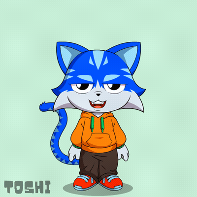 Blue Cat With Name Toshi GIF