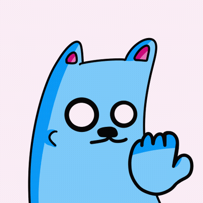 Blue Cat With Pink Ears Waving GIF