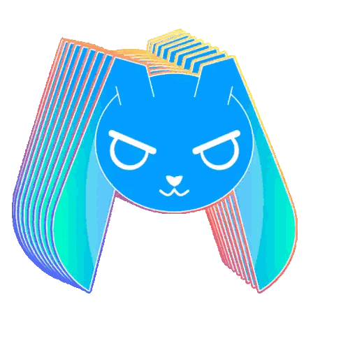 Blue Cat With Rainbow Tail And Ears Sticker