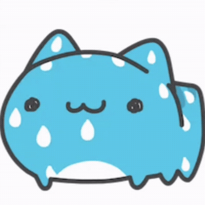 Blue Cat With Sweat Drops GIF