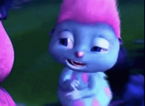 Blue Caterpillar With Pink Hat Smiling GIF