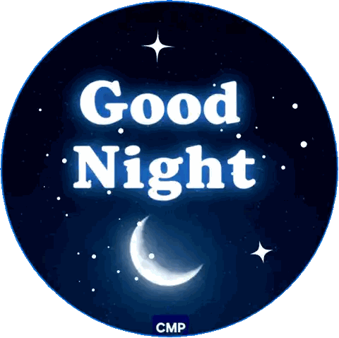 Blue Circle Good Night Crescent Moon Sticker