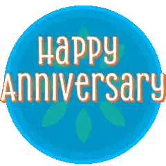 Blue Circle Happy Anniversary Sticker
