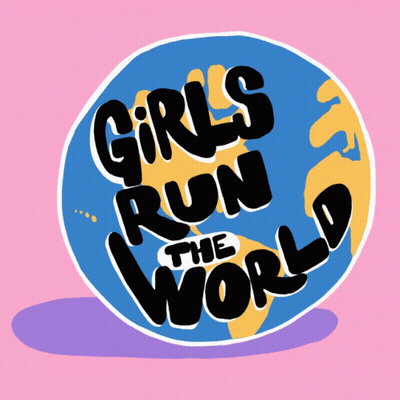 Blue Circle Saying Girls Run The World GIF