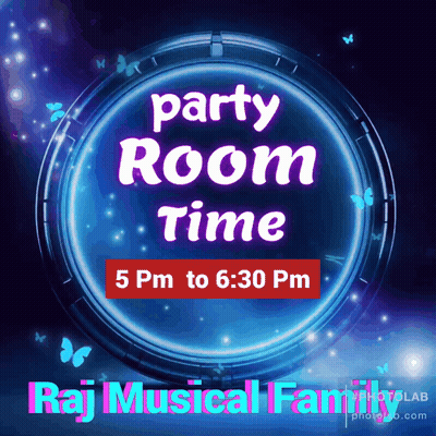 Blue Circle Saying Party Room Time GIF