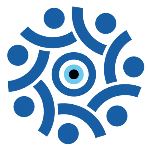 Blue Circle With Black Eye Sticker