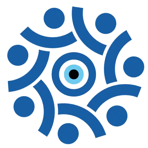 Blue Circle With Black Eye Sticker