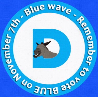 Blue Circle With Donkey Saying Blue Wave Remember To Vote Blue GIF