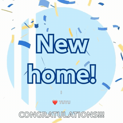 Blue Circle With New Home Text GIF