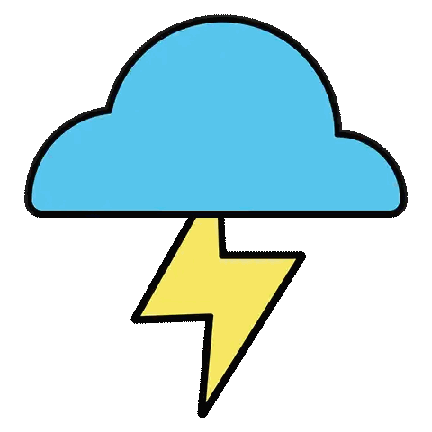 Blue Cloud With Yellow Lightning Bolt Sticker