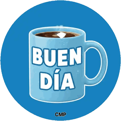 Blue Coffee Cup Bueno Dia Sticker