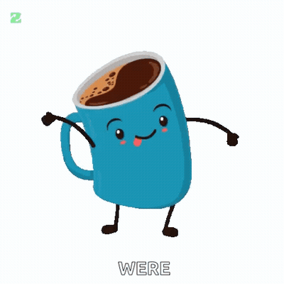 Blue Coffee Cup With Arms And Legs Saying Good Morning GIF
