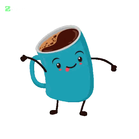 Blue Coffee Cup With Arms Good Morning Sticker