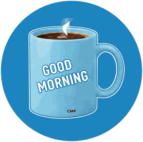 Blue Coffee Mug Good Morning Sticker
