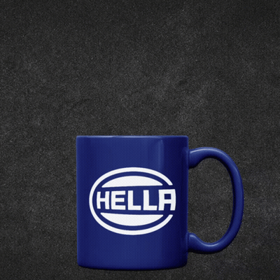 Blue Coffee Mug Saying Hella GIF