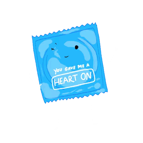 Blue Condom Saying You Gave Me A Heart Sticker
