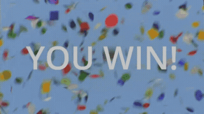 Blue Confetti Background Saying You Win GIF