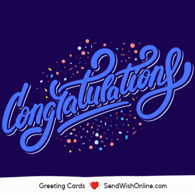 Blue Congratulations Greeting Card With Confetti GIF
