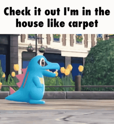 Blue Crocodile Walking With Check It Out Caption GIF