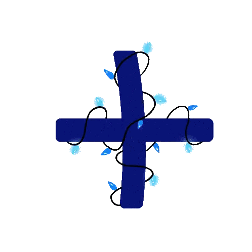 Blue Cross With Blue Lights Sticker