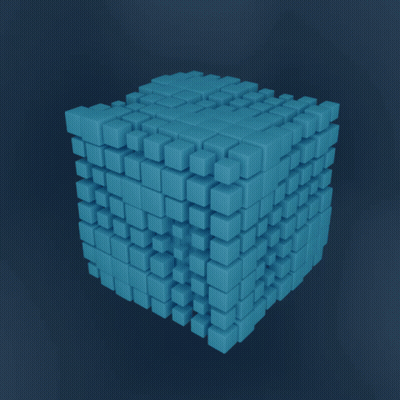 Blue Cube Made Of Blue Cubes GIF