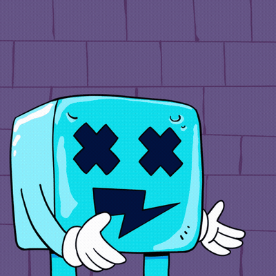 Blue Cube With Lightning Bolt On Its Face GIF