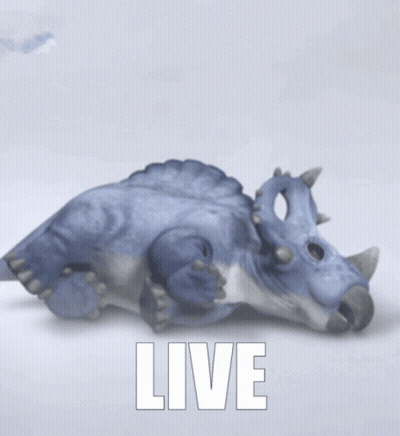 Blue Dinosaur With Horns Saying Live GIF