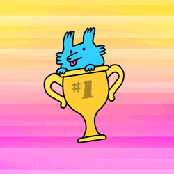 Blue Dog Inside A Trophy GIF