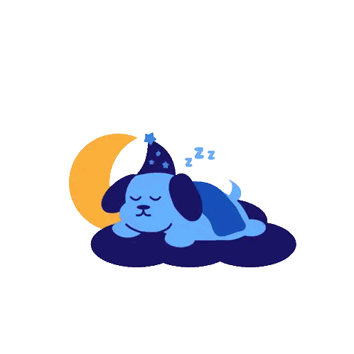 Blue Dog Sleeping On Cloud Sticker