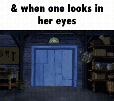Blue Door With Words When One Looks In Her Eyes GIF