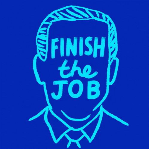 Blue Drawing Of Man Finish The Job On Face GIF