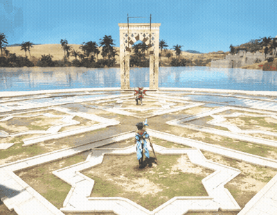 Blue Dress Woman In Circle At Clock Tower GIF