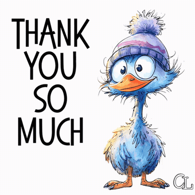 Blue Duck In Purple Hat Saying Thank You So Much GIF