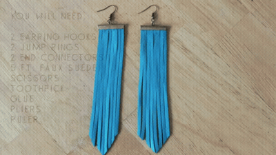 Blue Earrings Next To Things You Will Need GIF