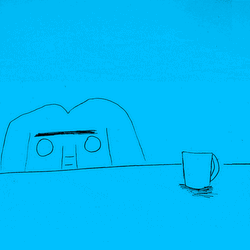 Blue Elephant Drinking Coffee
