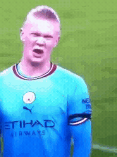 Blue Etihad Airways Jersey Soccer Player Funny Face GIF