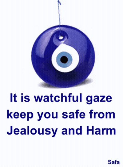 Blue Evil Eye Hanging From String It Is Watchful Gaze Keep You Safe From Jealousy And Harm GIF