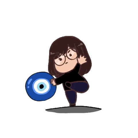 Blue Evil Eye With Small Person Sticker