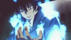 Blue Exorcist Rin Discovers Blue Flames GIF
