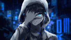 Blue Eyed Anime Boy Wearing Hoodie GIF