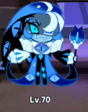 Blue Eyes Cartoon Holding Wand LV.70 GIF