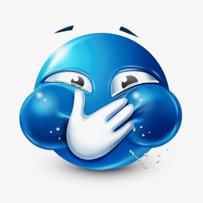 Blue Face Cartoon Covering Mouth GIF