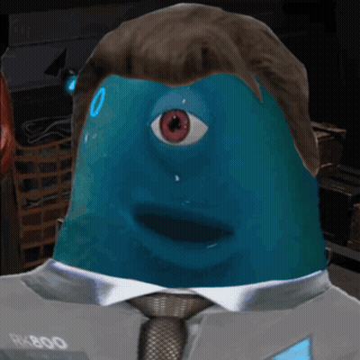 Blue-Faced Man Standing In Front Of RK800 GIF