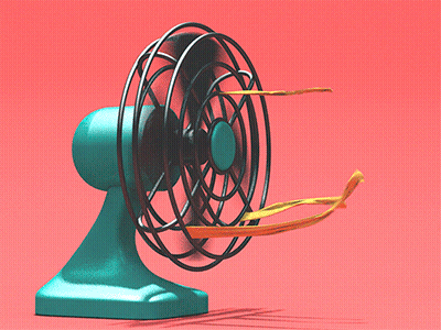 Ventilador azul con gafas de sol GIF