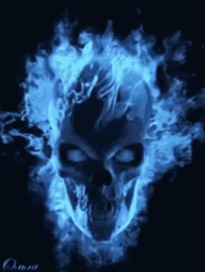 Blue Fire Diamond Painting Skull GIF