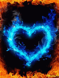Blue Fire Flame Heart GIF